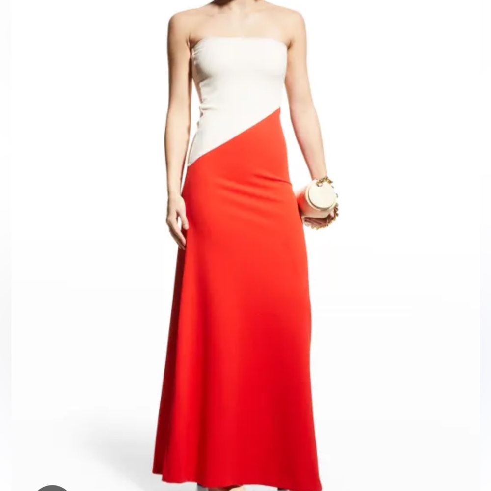 Aaizel Strapless Red and off white ribbed strapless dress sz 6AU / 2 US